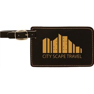 Black/Gold Laserable Leatherette Luggage Tag