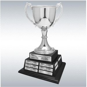 19 1/2" Silver Zinc Cup Perpetual Trophy w/ Header Plate and 24 Name Plates