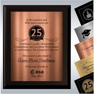 Black Matte Finish Wood Plaque Personalized Years of Service Gift Award (10.5 x 13")