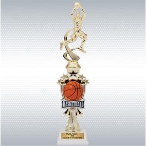 14" Assembled Male Basketball Figure Trophy w/ White Base