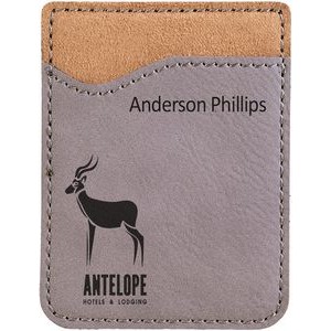 Gray Laserable Leatherette Phone Wallet