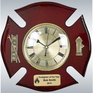 Piano Finish Fire Specialty Shield Award/Clock (14 X 14)