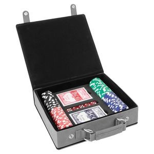 Gray Leatherette 100 Chip Poker Set
