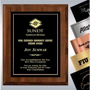 Cherry Finish Plaque w/ Single Engraved Plate (9