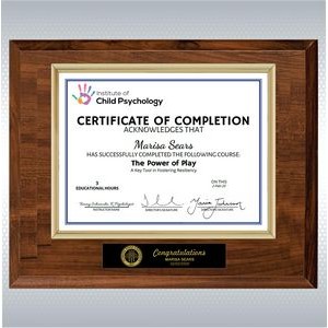 Cherry Wood And Gold Certificate Frame (12" x 15")
