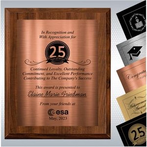 10.5 x 13" Cherry Finish Wood Plaque Personalized Years of Service Gift Award