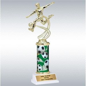 11" Assembled Soccer Male Trophy w/ White Base