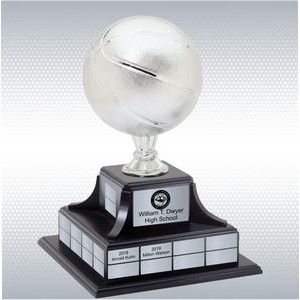 Silver Basketball Trophy w/Perpetual Base (14'' x 14'' x 17'')