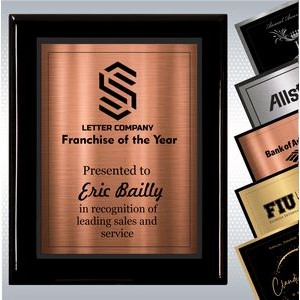 Black Piano Finish Wood Plaque w/Choice of Double Engraved Plate (8" x 10")
