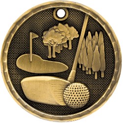 2" Antique Finish 3D Golf Medal