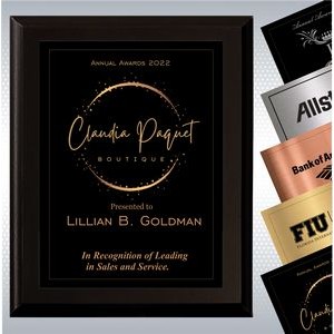 Black Matte Finish Wood Plaque w/ Choice of Single Engraved Plate (6" x 8")