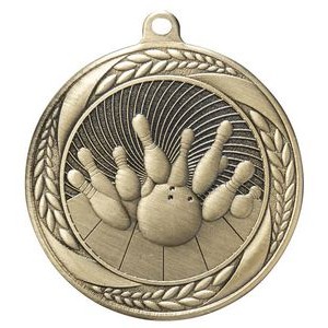 Laurel Wreath Bowling Medal w/Red White & Blue Ribbon