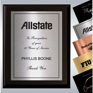Black Matte Finish Wood Plaque w/ Choice of Single Engraved Plate (8" x 10")