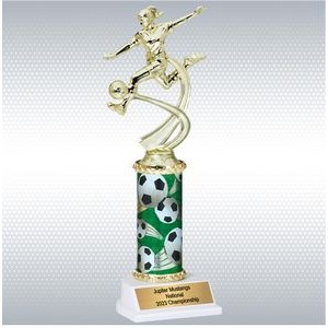 11" Assembled Soccer Female Trophy w/ White Base