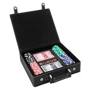 Black/Silver Leatherette 100 Chip Poker Set