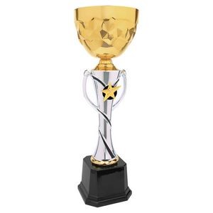 16" Silver/Gold Completed Metal Cup Trophy On Plastic Base