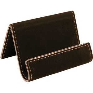 Black/Gold Laserable Leatherette Holder Easel (3 1/2" x 2 1/2'')