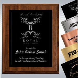 8"x10" Cherry Finish Wood Plaque w/ Single Engraved Plate