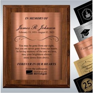 10.5 x 13" Cherry Finish Personalized Memorial Gift Plaque