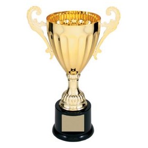 9 3/4" Gold Completed Metal Cup Trophy On Plastic Base