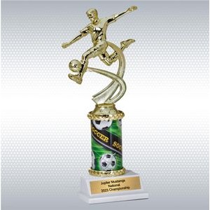 Assembled Soccer Male Trophy w/ White Base