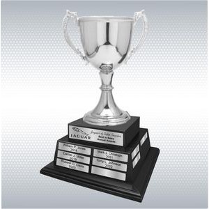 17 1/2" Silver Zinc Cup Perpetual Trophy w/ Header Plate and 24 Name Plates