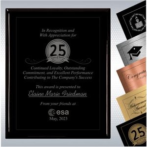 Black Piano Finish Wood Plaque Personalized Years of Service Award (8" x 10")