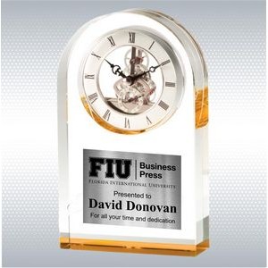 9" Elegant Gold Crystal Desk Clock Award