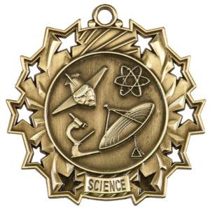 2 1/4" Ten Star Antique Finish Medal-Science