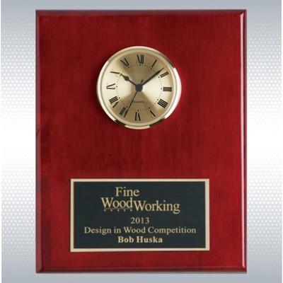 Piano Finish Solid Wood Plaque w/Clock (9"x12")