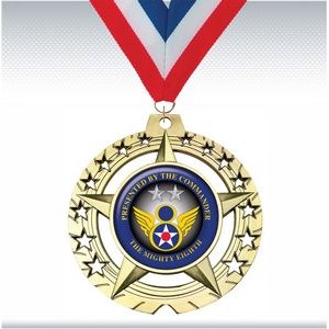 3 3/4" Bright Gold Star Insert Medal