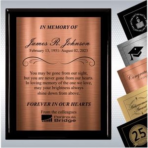 Black Piano Finish Wood Plaque Personalized Memorial Gift Award (12" x 15")