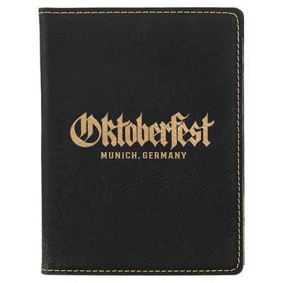 Black/Gold Laserable Leatherette Passport Holder (4 1/4" x 5 1/2")