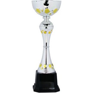 10 3/4" Silver/Gold Completed Metal Cup Trophy On Plastic Base