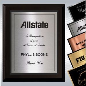 Black Matte Finish Wood Plaque w/ Choice of Double Engraved Plate (5" x 7")