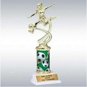 10" Assembled Soccer Female Trophy w/ White Base