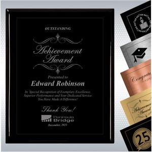 Black Piano Finish Wood Plaque Excellence, Employee Recognition Gift Award (8" x 10")