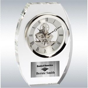 7.25" Oval Crystal Desk Clock Award