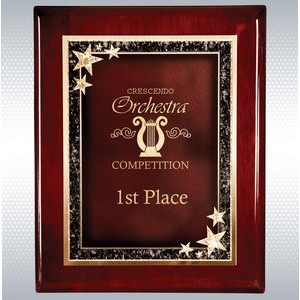 9" x 12" Premium Rosewood Piano Finish Plaque with Red Starburst Plate