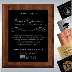 8" x 10"Cherry Finish Wood Personalized Memorial Gift Plaque