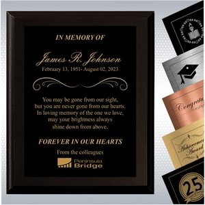 Black Matte Finish Wood Plaque Personalized Memorial Plaque Gift (12" x 15")