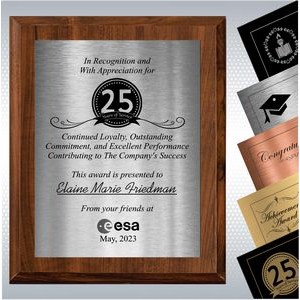 7" x 9" Cherry Finish Wood Plaque Personalized Years of Service Gift Award