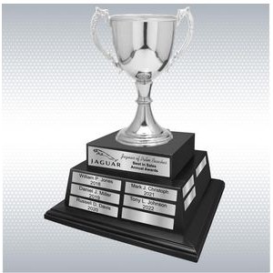 14" Silver Zinc Cup Perpetual Trophy w/ Header Plate and 24 Name Plates