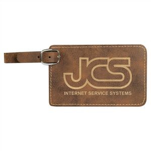 Rustic Brown/Gold Laserable Leatherette Luggage Tag