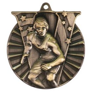 2" Antique Finish Wrestling Victory Medal