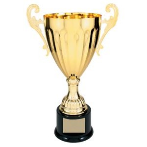 13 1/4" Gold Completed Metal Cup Trophy On Plastic Base