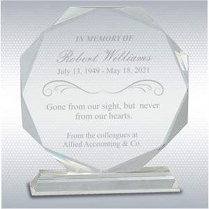 7 1/4" Octagon Optical Crystal Personalized Memorial Gift Award