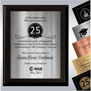 Black Matte Finish Wood Plaque Personalized Years of Service Gift Award (9" x 12")
