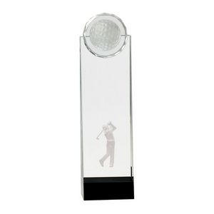 11 1/4'' Clear/Black Crystal Stand-Up w/3D Golfer