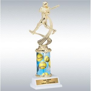 10" Assembled Female Softball Trophy w/ White Base